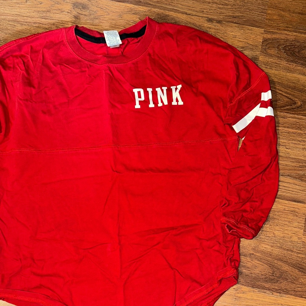 Red WISCONSIN Long Sleeve Shirt with White Lettering
